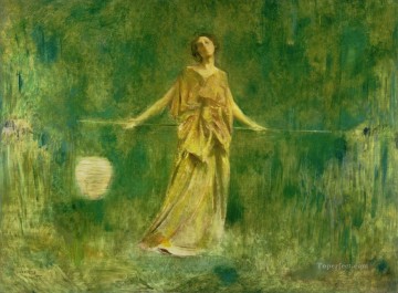 Thomas Dewing Painting - Symphony in Green and Gold Thomas Dewing